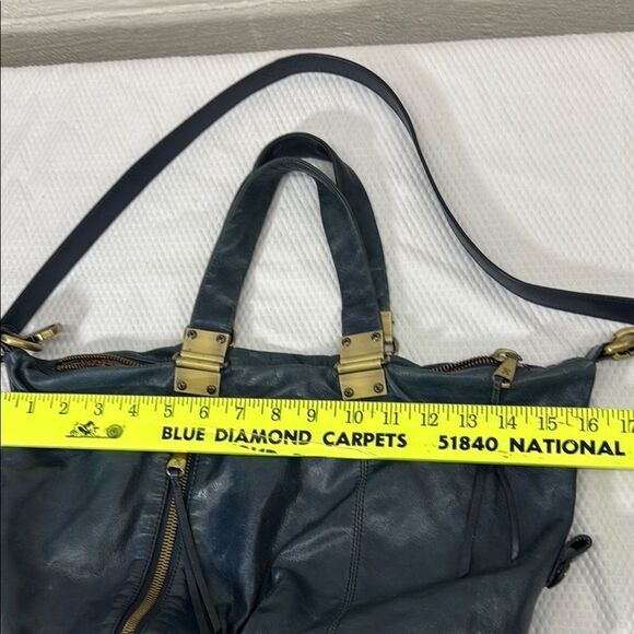 Vintage HOBO Derby Navy Blue Calf Skin Leather Handbag - Picture 7 of 14